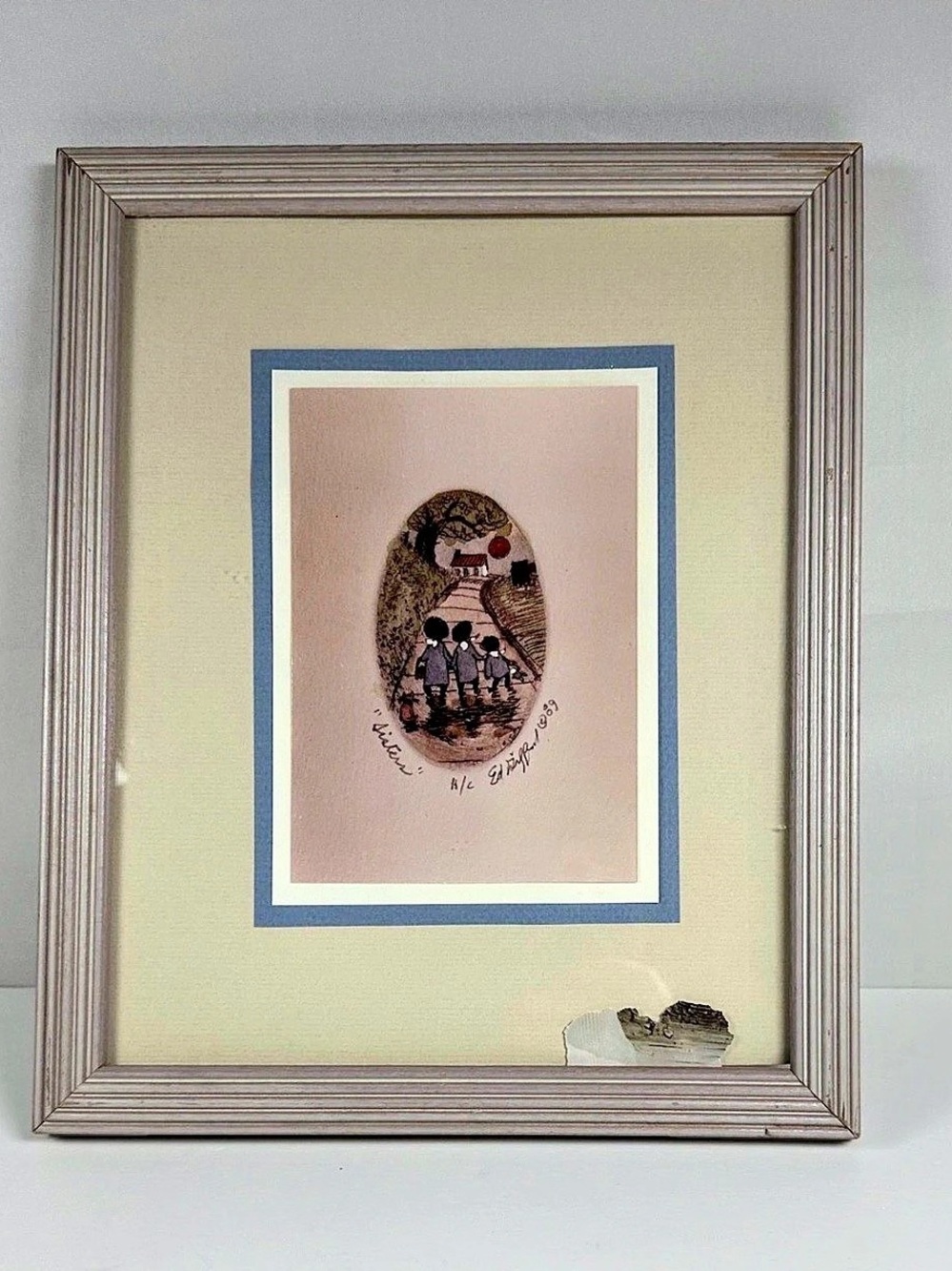 E.S. Duffey Framed Art Print Brown & Blue Vintage